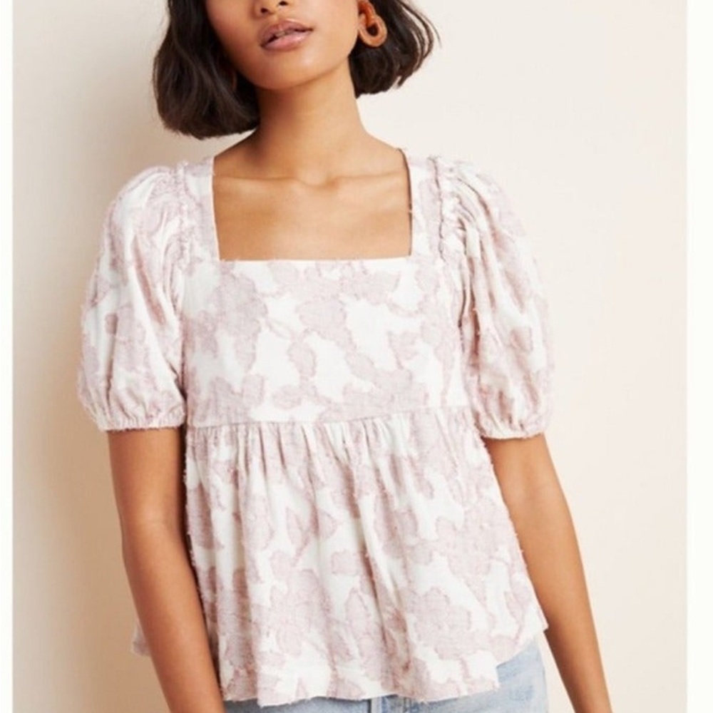Anthropologie Maeve Batia Textured Babydoll Top